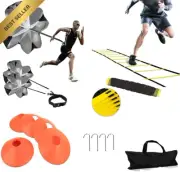 Speed Agility Training Kit, Agility Ladder, 5 Cones, Parachute, 4 Stakes, Carry