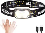 Headlamp Rechargeable 2500 Lumen LED Head Lights for Forehead Bright Head Lamp with Red Light Sensor Mode Waterproof Flashlights Running Lights for Running Cycling Working Camping