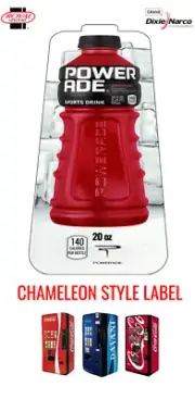 Royal Vendors Chameleon CUSTOM "Powerade Fruit Punch" 20 oz Bottle Vend Label