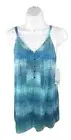 Sonoma Top Sleeveless Babydoll Teal Patterned Flowy V-Neck Blouse Womens Size XS
