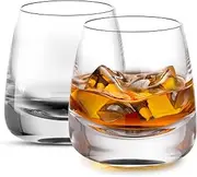 Ohnijalit Crystal Whiskey Glasses Premium Old Fashioned Cocktails Glasses-Thick Weighted Bottom Rocks Glasses Hand Blown Scotch Glasses Set of 2 Perfect for Cocktail, Bourbon, Scotch Manhattans