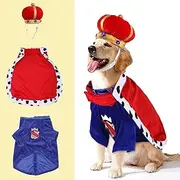 SEIS Halloween 3 Pcs Dog King Cloak Costume with Crown Cap Pet Suit Prince Autumn Winter Apparel Cat Hoodies with Hat Puupy Clothes French Bulldog Chihuahua (XL (Chest Circumference 69cm/27.1"))
