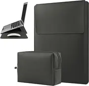 HoYiXi 13 14 Inch Laptop Sleeve Case Waterproof Leather Case with Adjustable Stand Compatible with MacBook Pro 14 2021 MacBook Air 13 M1 M2 2022-2018 MacBook Pro 13 M2 2022-2016, Sleeve Pouch Gray