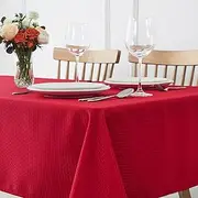 maxmill Christmas Tablecloth Weaved Texture Design Stain Resistant Waterproof Wrinkle Resistant Table Cloth, Decoration for Dining Room Holiday Parties Dinner, Rectangle 60 x 120 Inch, Red