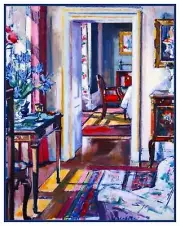 Scottish Living Room Interior by Francis Cadell Counted Cross Stitch Pattern