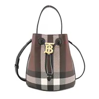 在飛比找PChome24h購物優惠-BURBERRY LolaTB金字LOGO格紋帆布束口水桶包