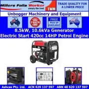 Millers Falls TWM 8.5kW, 10.6kVa Generator 459cc 16HP Electric Start With RCD