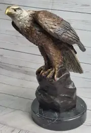 Bronze Sculpture Large Falcon American Eagle By Moignie Statue Figurine Decor