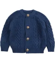 Long Sleeve Round Neck Thick Thread Unisex Cardigan for Kids Size 1-2Y