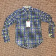 New Robert Graham Plaid Woven Dress Shirt Size XS Blue Green