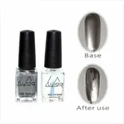 4pcs Mirror Nail Polish Chrome Varnish Coat + Base Silver Effect Art Manicure DI