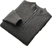 [Hamthuit] Men Half High Neck Sweater Men's Half High Neck Pullover Casual Business Half Zipper Knitted Pullover