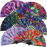 [Plzoslly] 6 Pack Large Rave Hand Fan for Line Dancing, Clap Popping Fan for Women/Men, Plastic Clack Handheld Fan for Boots On The Ground, Festiveal, Party, Beach and Home Decorations