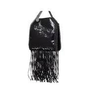 Stella McCartney Limited-Edition Falabella Sequinned Fringed Tiny Tote Bag One size black
