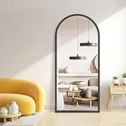 Yezi Full Length Mirror 71"x32" Large Floor Mirror Dressing Free Standing Framed Leaner 180X80CM, Arch Shape Dressing Makeup Wall-Mounted Full Body Mirrors,Bedroom Make Up Home Decor（Black）
