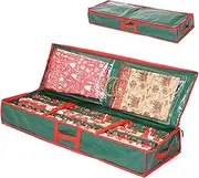 [KWyue] Premium Wrap Organizer, Interior Pockets, fits 18-24 Standers Rolls, Underbed Storage, Wrapping Paper Storage Box and Holiday Accessories,Tear-Proof Fabric