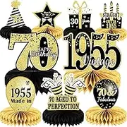 9PCS 70th Birthday decorations 70th birthday Centerpieces for Table Decorations 2025 Vintage 1955 Honeycomb Table Topper Back in 1955 70th Birthday Decoration for Men and Woman 70 Years Birthday Party