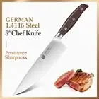 Full Tang Chef Knife Stainless Steel Wood Handle Santoku Gyuto Slicing Beef Cut