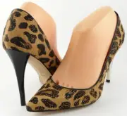 $170 JOAN & DAVID AMANDIE Brown Multi Leopard Designer Pointed Pumps 8 SMALL