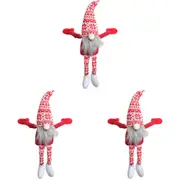 3PK LVD Polyester Classic Hanging Gnome Home/Living Room X-mas Decor 19x38cm