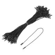 Cotton Hang Tag String Snap Lock Pins Black 9.8 Inch Pack of 100
