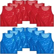 12 Pieces Nylon Mesh Scrimmage Team Vests Pinnies Training Sports Jerseys for Basketball Soccer Football Sports
