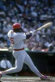 George Scott Boston Red Sox swings and watches the flight of his b- Old Photo