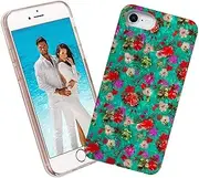 iPhone SE 2022 2020 SE3 SE2 Case,iPhone 8 7 Case for Women Girl,Glitter Pearl Luster Shell Sparkle Bling Soft TPU Phone Cover for iPhone 8/7/SE,Graceful Beautiful Purple Red Flower Floral Green