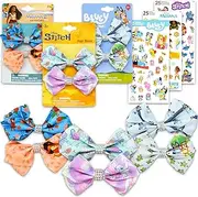 Disney Hair Bows Assortment Set for Girls - Bundle of Bluey, Moana, Stitch Accessories, and More | Disney Bluey Hair Accessories for Kids, Women
