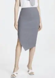 NWT Theory Twisted Rib Skirt Light Charcoal $355 Evian Knit Wool Women’s Large