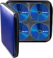 SANWA (Japan Brand) 160 Large Capacity CD Case, Portable DVD/VCD Storage, EVA Protective Blu-ray Wallet, Binder, Holder, Booklet with Attached Handle for Car, Home, Office, Travel, GFCDWLBD160BL