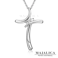 在飛比找Yahoo奇摩購物中心優惠-925純銀項鍊 Majalica 優美流線 純銀項鍊 十字架