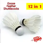 Badminton Shuttlecocks Birdies Feather 12 Pcs Training Ball Sports Pack White
