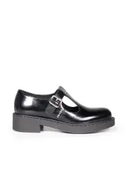 Black Leather Mary Jane Loafers