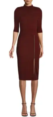 nwt Alice + Olivia Inka Zip Slit Sheath Dress in Bordeaux 4 $350