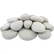 Outdoor Decorative Stones, Caribbean Beach Pebbles, White, 1-3", 30lbs.
