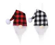 C52 2PCS Christmas Lattice Hat Wine Set Wine Bottle Bag Table Decoration Holiday Set-up Supplies for Christmas Decor