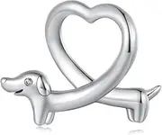 [YOAME] Dachshund Charms Pendant for Pandora Bracelets, 925 Sterling Silver Dog Charm Bead, Jewellery Gift, No Gemstone