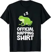 [X.Style] Sleeping Frog Lazy Tired Frog Pajama Napping ds1746 T-Shirt Black