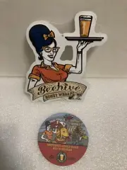 BRISTOL BREWING COMPANY BEEHIVE HONEY WHEAT BEER SIGN TIN TACKER. Plus Coaster