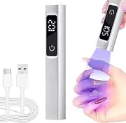 Diesisa Mini UV LED Nail Lamp 2.0 - Handheld Touch Screen UV Light for Gel Nails - Fast Curing, Portable - Silver
