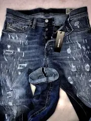 DIESEL TEPPHAR Slim Carrot Stonewash Distressed Jeans 084QS Size W31 L32 $298