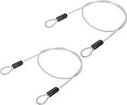 uxcell 3/16" Dia Vinyl Coated Stainless Steel Cable with Loops, 2 Pcs 3 ft (39") Flexible Wire Rope Security Chain Lanyard Lock for Outdoor Stage Lighting Luggage Lock, Clear