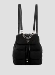 GUESS Black Giully II Flap Backpack, Polyester