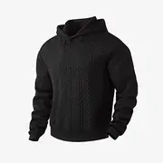 Men's Hoodie Pullover Hoodie Sweatshirt Black White Navy Blue Light Grey Dark Gray Hooded Plain Textured Casual Daily Holiday Streetwear Cool Casual Fall Wint
