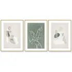 Wall Art 40cmx60cm Abstract body and leaves 3 Sets Gold Frame Canvas