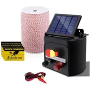 Giantz Fence Energiser 3KM Solar Powered Electric 2KM Poly Wire