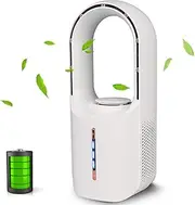 [SISMEL] Desk Fan, 11.8 Inch Portable Bladeless Fan, Quiet Table Fan, Rechargeable Battery Operated With 3 Cooling Speeds, Aromatherapy for Bedroom