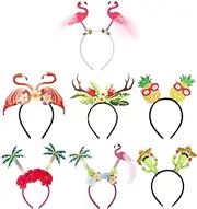 [Generic] Hawaiian Themed Headbands | 7X Tropical Flower Head Piece - Seaside Head Piece Decoration For Photography Props