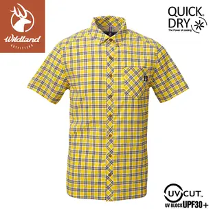 【wildland 荒野】男 彈性抗UV格子短袖襯衫『藤黃』0A81206